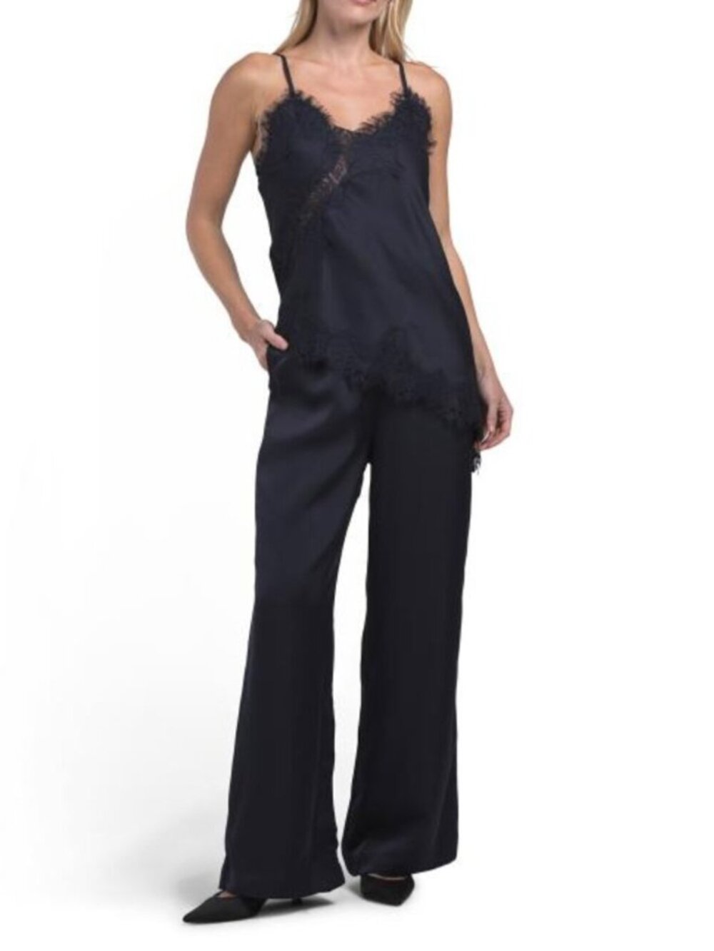 PAPERHEART Satin Lace Top And Pants Set